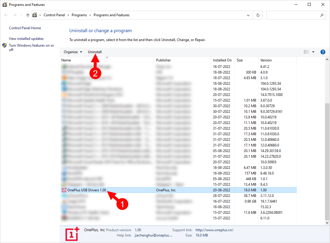 OnePlus USB Driver Uninstall